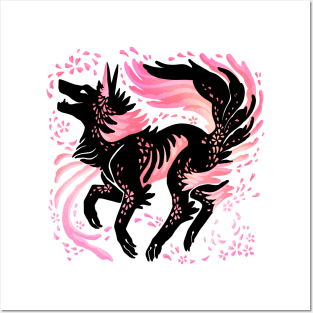 Cherry Blossom Wolf Posters and Art